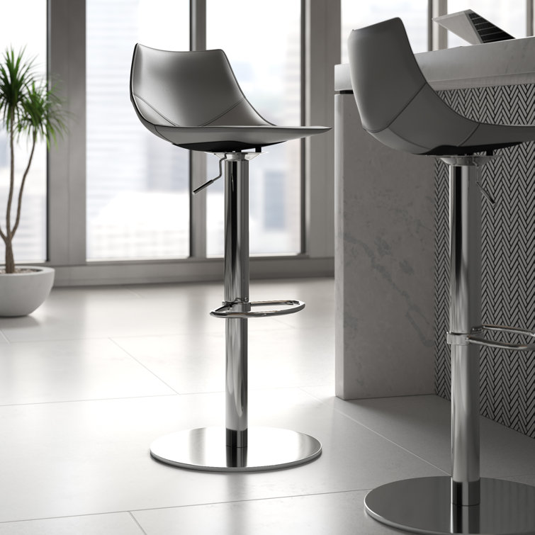 Saliym Swivel Upholstered Adjustable Height Counter Stool with Metal Frame Orren Ellis Upholstery Black Faux Leather